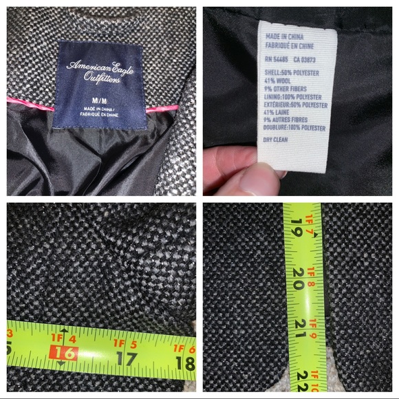 American Eagle Wool /Tweed Blend Velvet Blazer- M - Picture 8 of 8